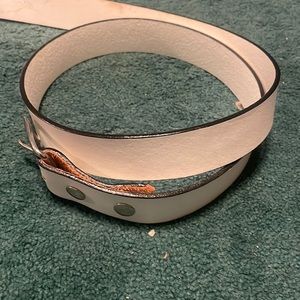 White genuine leather belt, custom cut to size